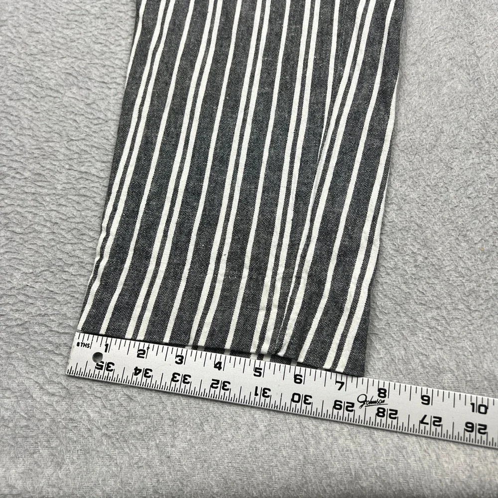 Banana Republic Avery Linen Pants Womens 10 Gray White Striped Straight Ankle